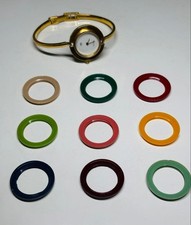 GUCCI Change Bezel 9 Colors Gold Watch M Size Working Beautiful