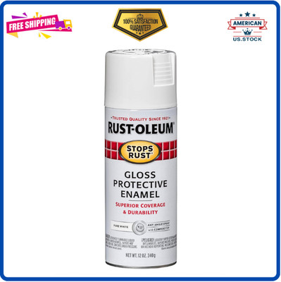 Rust-Oleum Stops Rust Protective Enamel Gloss White Spray Paint 12 oz. USA