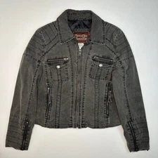 Cripple Creek Ranchwear Grey Twill Zip Front Motocycle Jacket