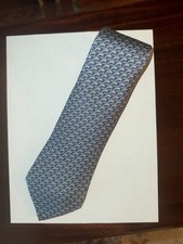 Hermès Paris 100% Silk Tie Blue Geometric Li...