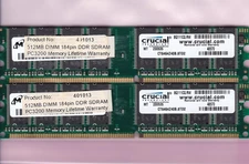 1GB 2x512MB PC3200 DDR-400 CRUCIAL CT6464Z40B.8TD2 MICRON DESKTOP RAM KIT DDR1