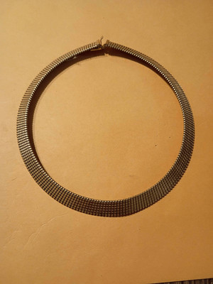 Vintage 50er/60er Jahre signiert Monet goldfarben flexibles Netz Halsband Choker Halskette