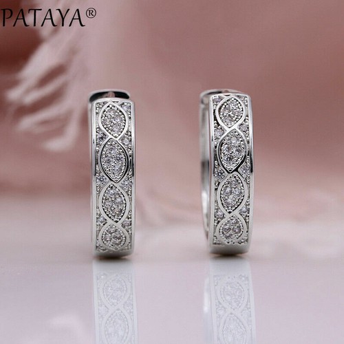 18K Plated Women Swiss Round Huggie Hoop Sleeper Filled Royal Earrings - Picture 12 of 16