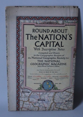 National Geographic Magazine Map - Round About The Nation's Capital - April 1956