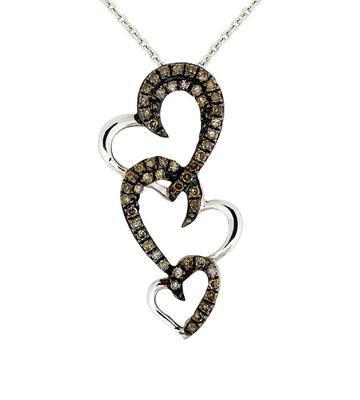 Schokoladenbrauner Diamant Anhänger 10K Weißgold verbunden Herz Design 0,22ct
