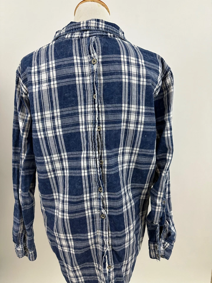 SHARON YOUNG Camisa Bordada A Cuadros Azul Mujer L Foto 2 de 3