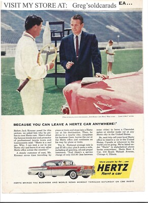 1958  Chevrolet featured in a Hertz Rental  vintage print ad with Jack Kramer
