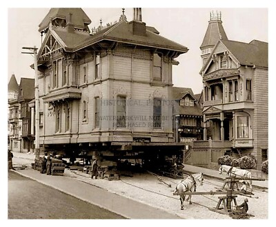 HORSES MOVING HOUSE SAN FRANCISCO CALIFORNIA 1908 8X10 PHOTO