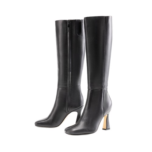 Mujeres Botas hasta la rodilla Chic Puntera Cuadrada Tacón de Gatito Cremallera Lateral Moda Botas - Imagen 10 de 10