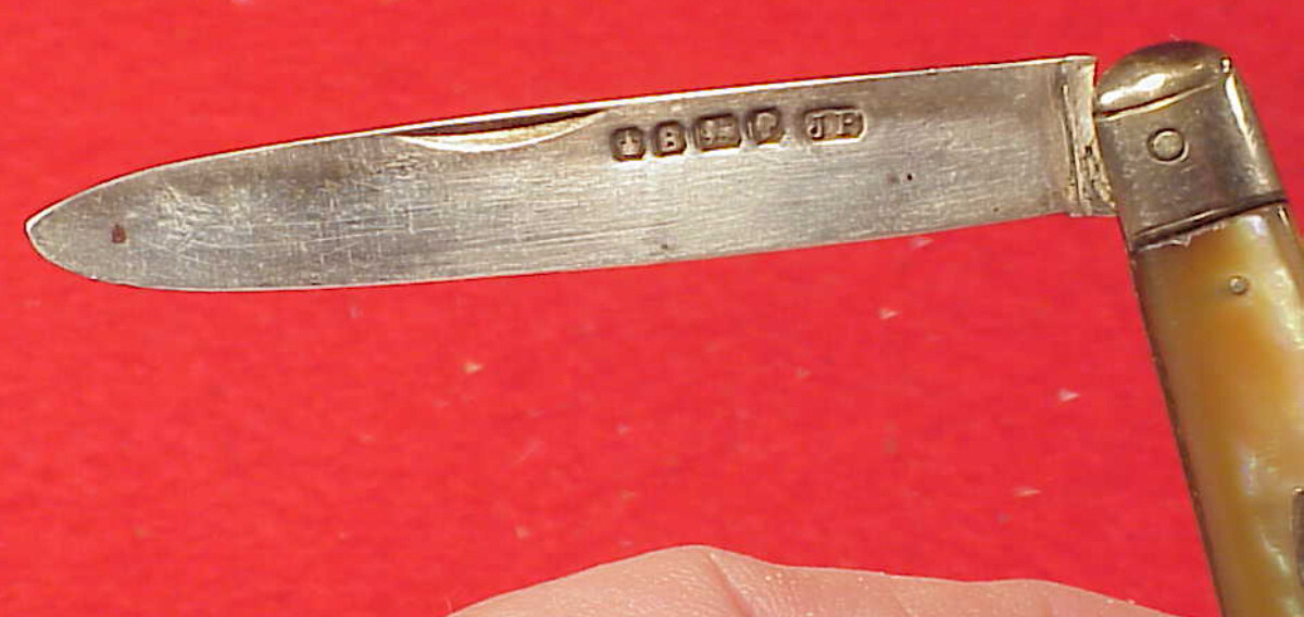 Vintage Sterling MOP English 3.25" hallmarked JF MAKER Silver Fruit Knife eBay