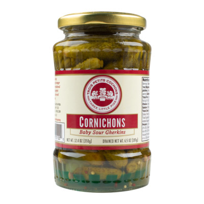 Three Little Pigs Cornichons Baby Sour Gherkins, Case of 12 Jars