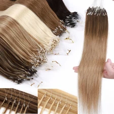 Micro Ring Loop Beads Tip Link Hair Extensions 100% Remy Human Hair Straight USA