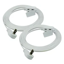 CP (2-Pack) 13 ft 16/2 SPT-2, 3-Outlet Flat Plug Extension Cord White, CP10043X2