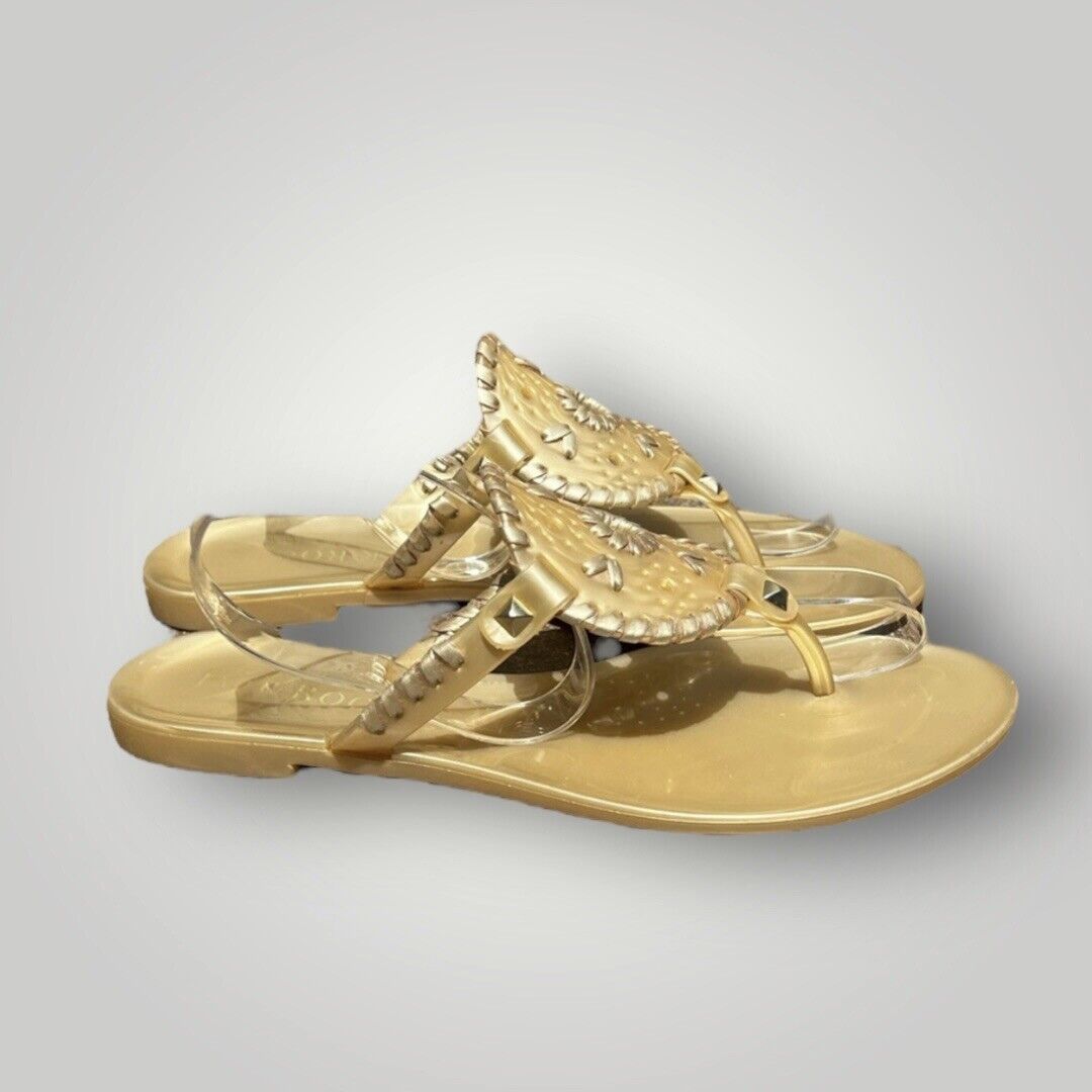 🌻Jack Rogers Gold Georgica Jelly Thong Sandal Si… - image 3