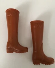 Barbie Doll Brown Knee High Boots for Flat Feet Dolls Farmer Type