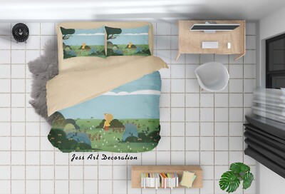 3D Cartoon Girl Forest Grassland Quilt Cover Set Bedding Sets Pillowcases 64