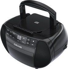 Craig Portable Top-Loading CD Boombox with AM/FM Stereo Radio and Cassette Playe