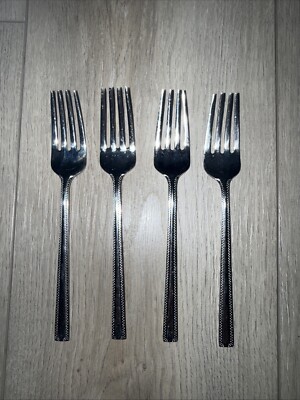 4 PCs Oneida SAVORY Stainless 18/10 Silverware Salad Forks Flatware