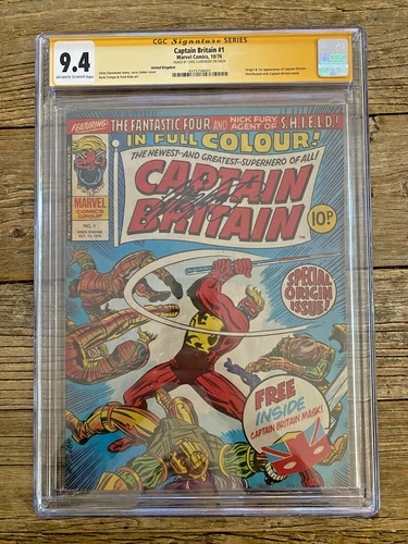 Captain Britain 1 1976 CGC 9.4 w Mask 1st Appearance Signed by Chris Claremont
