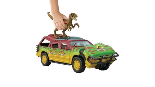 Jurassic World Epic Attack Ford Explorer + Velociraptor Dino mit Licht & Sound - Picture 2 of 4