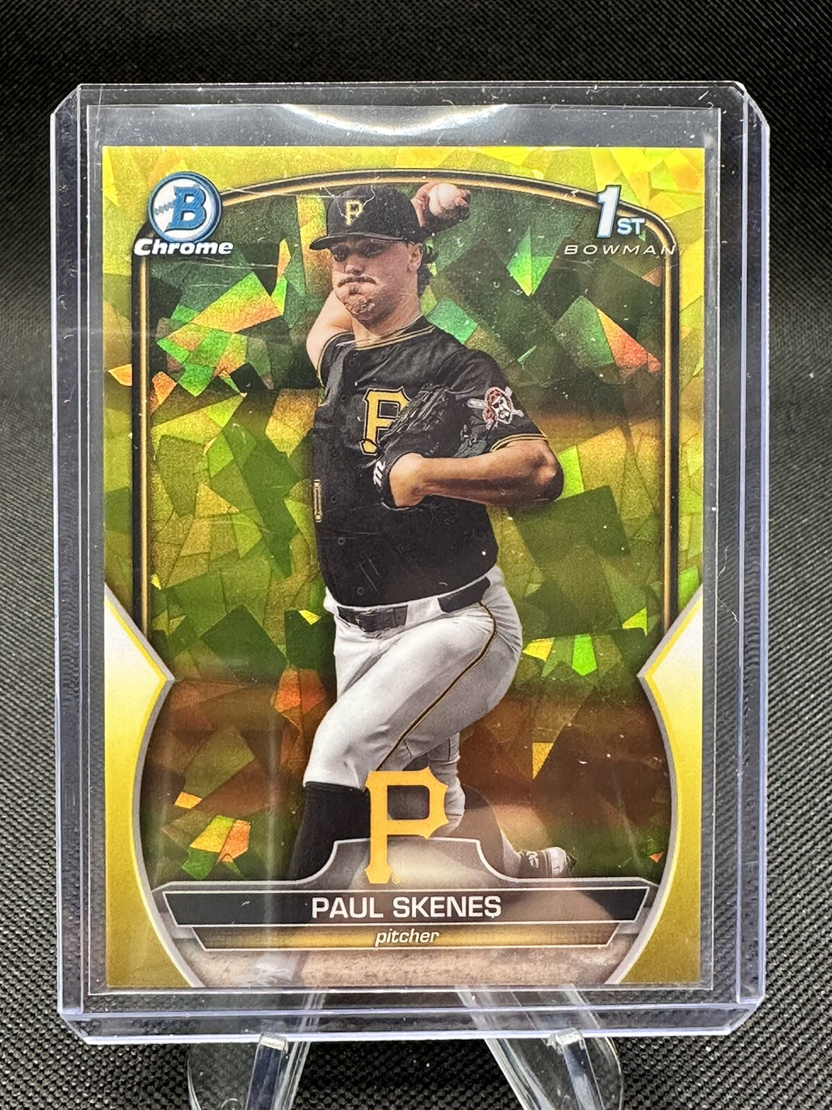 Firm PAUL SKENES 2023 Bowman Sapphire Draft 1st Prospect /75 Yellow Refractor 🔥