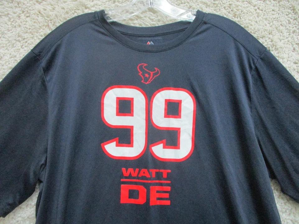Camisa Majestic Houston Texans Extra Grande Adulto Azul Marino #99 Vatios Fútbol Para Hombres Foto 2 de 4