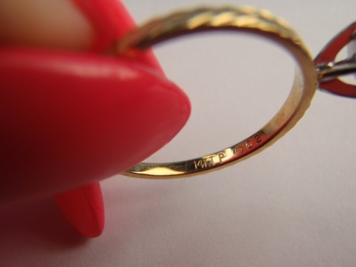 Massiver 14 Karat Gelbgold 0,02 Karat zwei runder Diamant Versprechen Wohlerholring Größe 6 - Bild 18 von 24