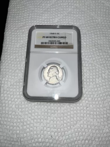 1968 S Jefferson Nickel PF68 Ultra Cameo NGC Certified
