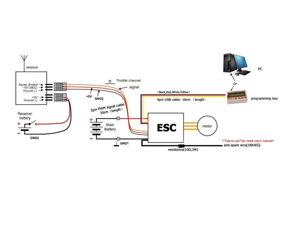 Barco refrigerado a água 250A ESC 3-8S com BEC 6V Flier para motor sem escovas de controle remoto +link USB - Imagem 4 de 4