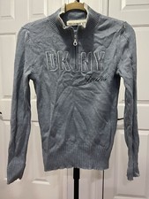 DKNY women long sleeve sweater small Pale blue 100 cotton 0111