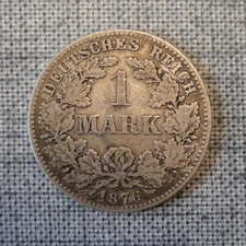 1876 D German Wilhelm I  1 Mark ~ .900 SILVER COIN