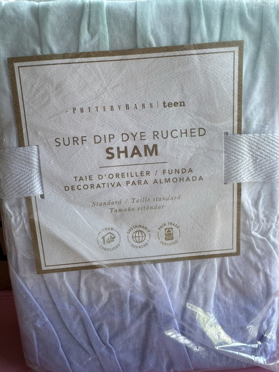 Pottery Barn teen Surf dip dye ruched Standard sham green white purple  New