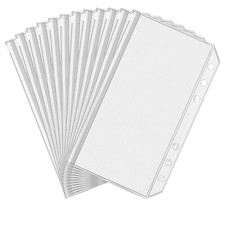 12 Pcs A6 Size Binder Pockets 6 Holes Budget Cash Envelopes Zipper Folders
