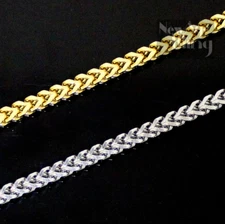 Mens Franco Chain 14k Gold Plated Stainless Steel Foxtail 18"-24" Solid Necklace