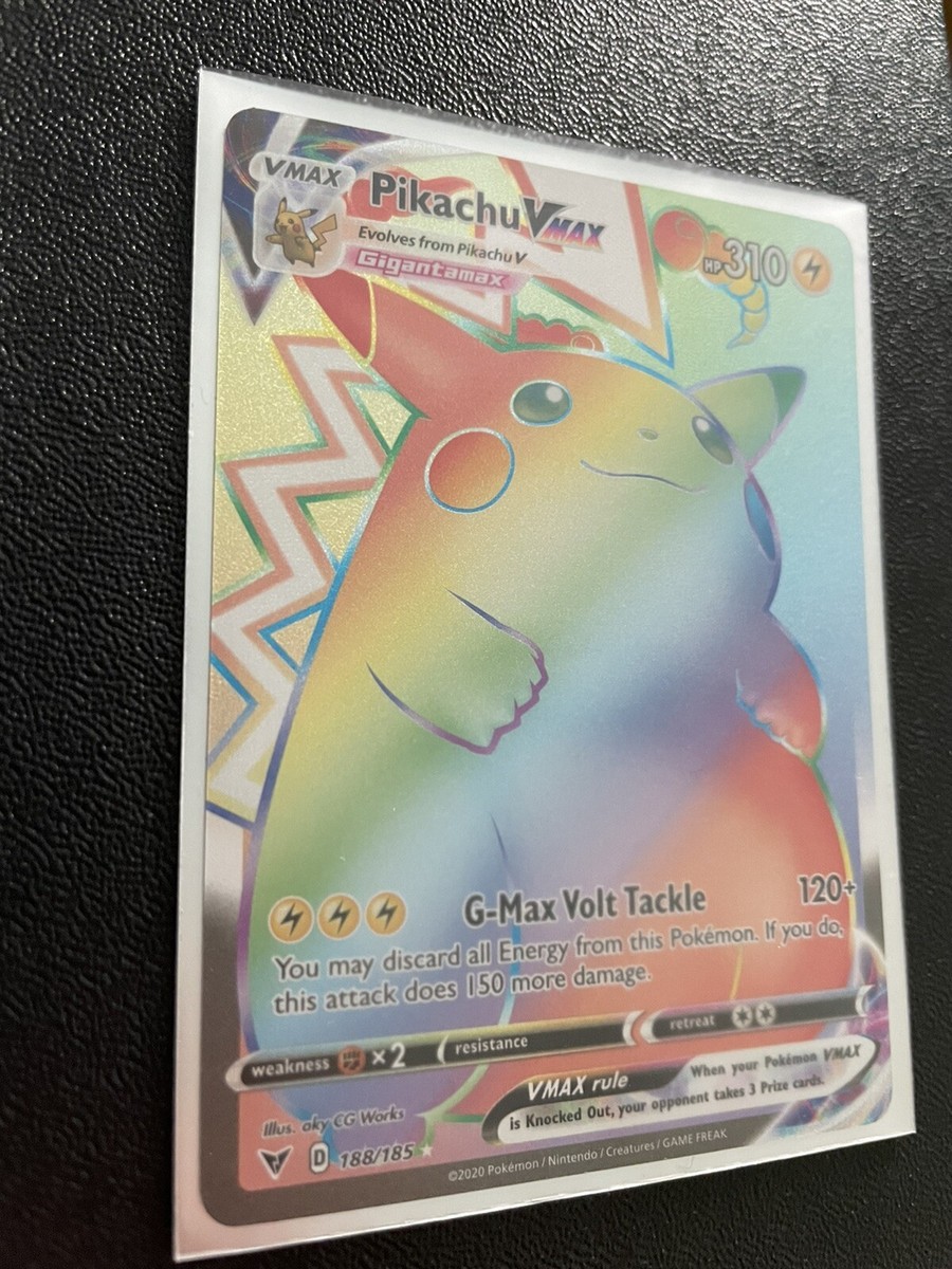 pokemon card pikachu vmax rainbow [NM] Vivid Voltage #188 this attack does 150 more damage Pikachu VMAX (Secret) 188/185 -