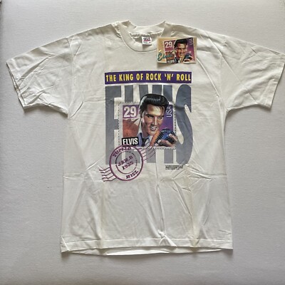 Vintage Elvis Presley Shirt Mens XL White USPS Stamp Promo 1992 NOS NWT 90s READ
