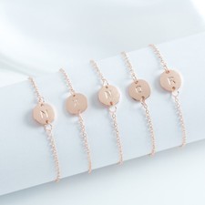 Rose Gold Girl Alphabet Letter Initial Friendship Bridesmaid Gift Chain Bracelet