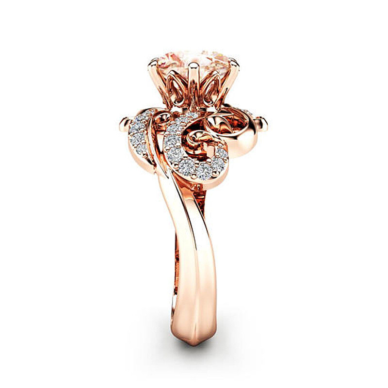 Elegant Quality High Stone Ring Gold Plated Flower Shape Rings Jewelry
