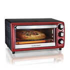 Toaster Ovens 4 Slice with 5 Versatile Cooking Modes Black/Red