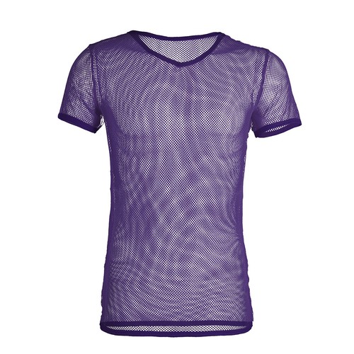 Herren Unterhemd Mesh Transparent Shirt Männer Netzhemd Kurzarm T-Shirt Clubwear - Picture 14 of 29
