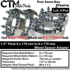 4x 1.5" 8x170 Wheel Spacer Adapter Fit 03-22 F250 99-22 F350 Super Duty SRW