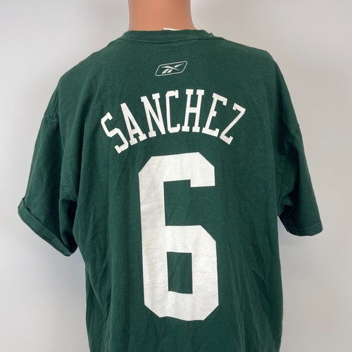 Reebok Mark Sanchez New York Jets Jersey T Shirt Mens Size L Green NFL Football