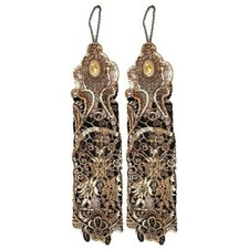 2 X Spitze Einzel Lange Handschuhe Vintage Gold Manschette Hochzeit Gotischer