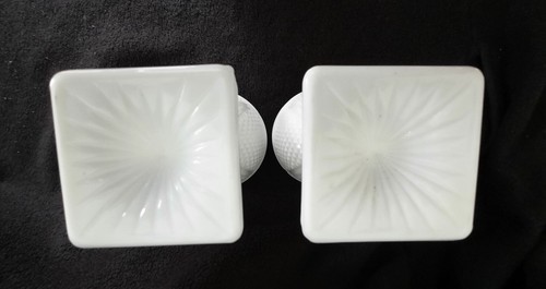 Vintage Westmoreland Diamond Point Milk Glass Goblet Wine Glass Set of 2 - Picture 4 of 5