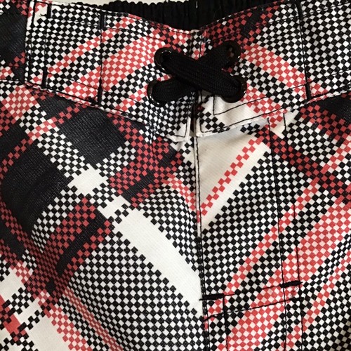 OP Swim Trunks Boys Sz M (8) Red Black Plaid Board Shorts Drawstring OBO4742 - Picture 2 of 10
