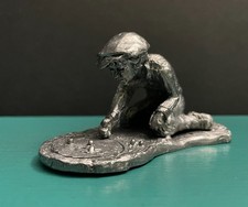 Michael Ricker Pewter Park City Boy Shooting Playing Marbles Diorama Figurine