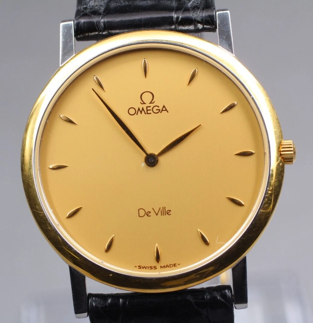 Omega — Exc+5 Vintage OMEGA De Ville Cal.1478 Gold Dial 33mm Men's Quartz Watch JP U71