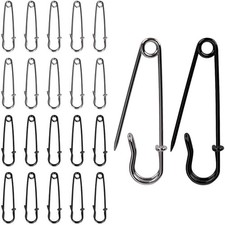 20-Pack 2-Inch Heavy-Duty Steel Safety Pins   Silver  Black 10 Each for
