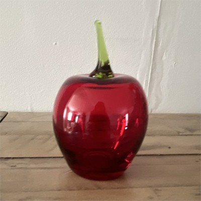 Viking Glass Decorative Apple with Green Stem