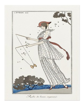 Art-Déco-Wandkunst von George Barbier Elegante Dame Art Deco Vintage E